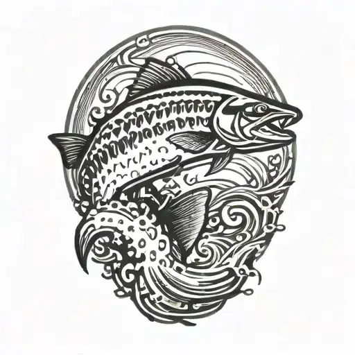 Salmon Jumping Out Of Water Symbol