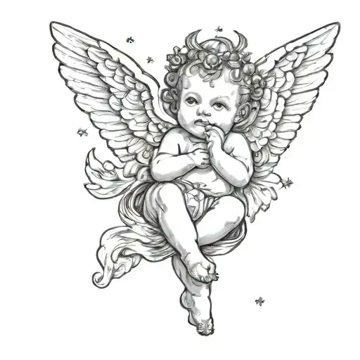 Astrology Themed Cherub Baby