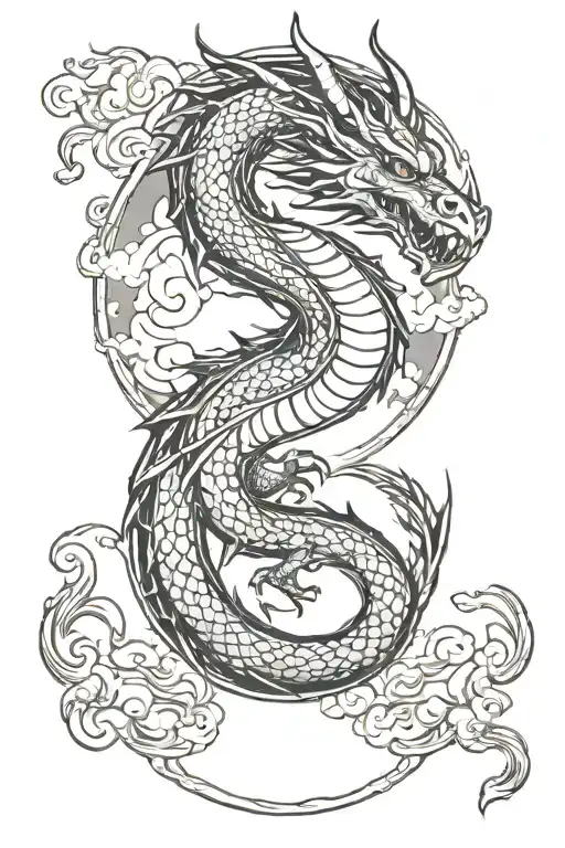 Dragon With Night Sky And Smoke Inside Traditional Oval Frame