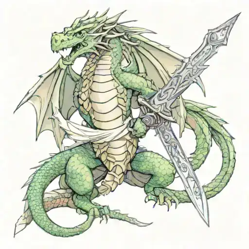 Justice And Order Dragon Wrapped Around Sword