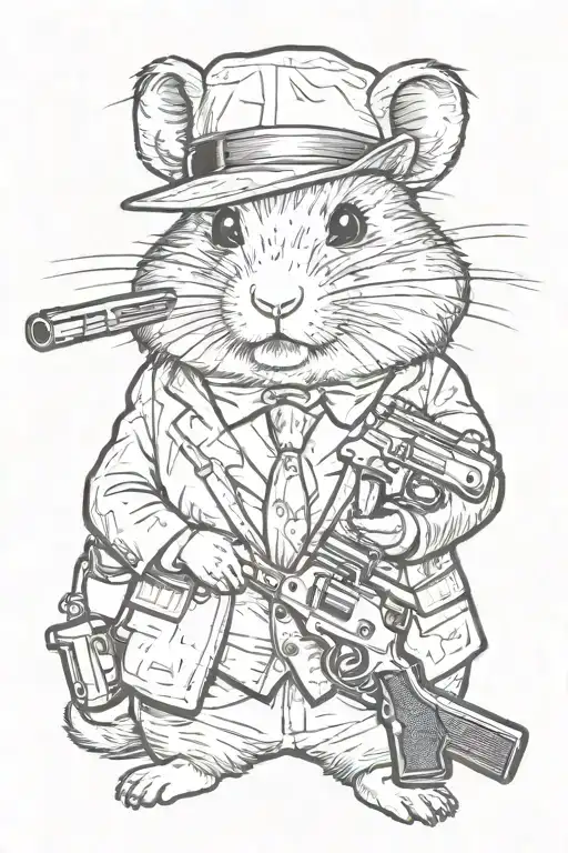 Mafia Hamster In A Suit Holding A Gun Portrait