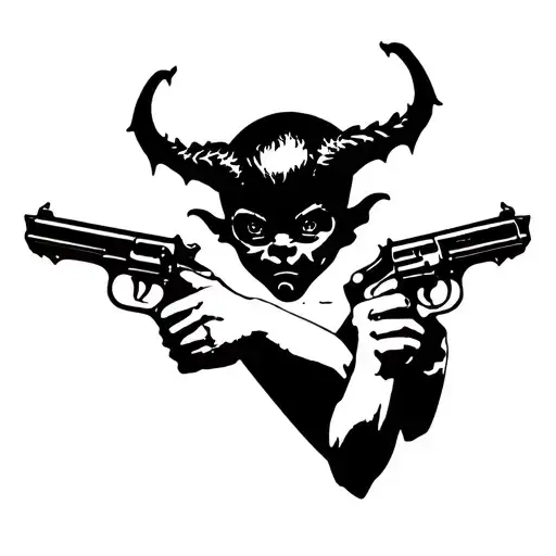 Baby Demon Holding Guns