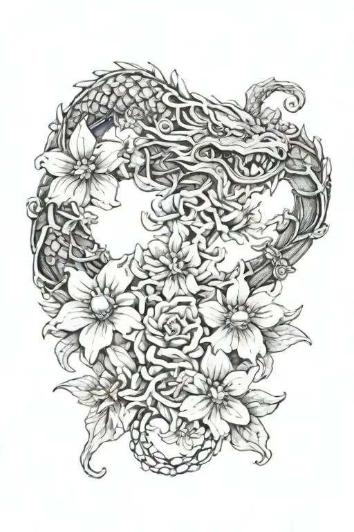 Bracelet With Flowers And Dragon