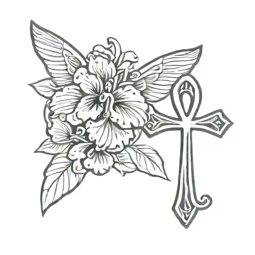 Ankh And Hibiscus Flower