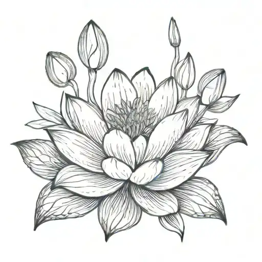 Lotus And Lily Flower Intertwined