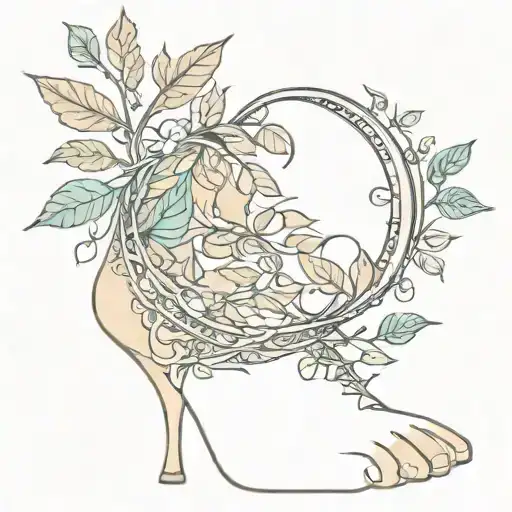 Leaves Wrapped Around The Ankle With A Intricate Moon Detail