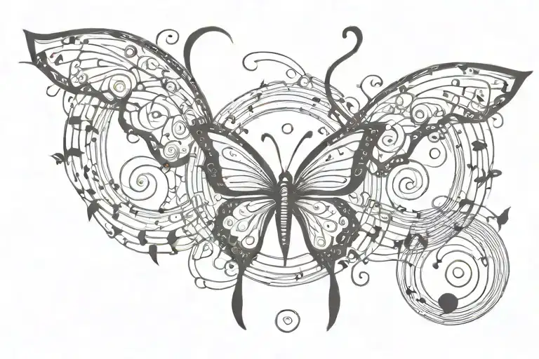 Sun Butterfly Music Note Intertwined