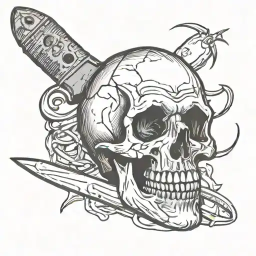 Skull And A Knife Piercing