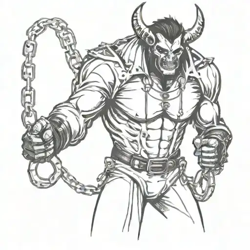 Demon In Black Suit With Handcuffs