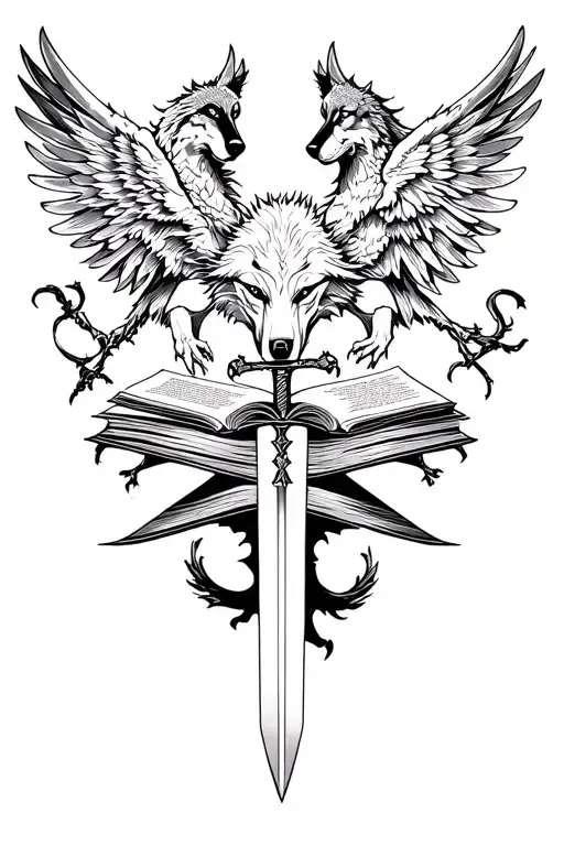 Wolves And Dragons And Books And Daggers And Angels And Angels Of Death And Phoenix And Swords