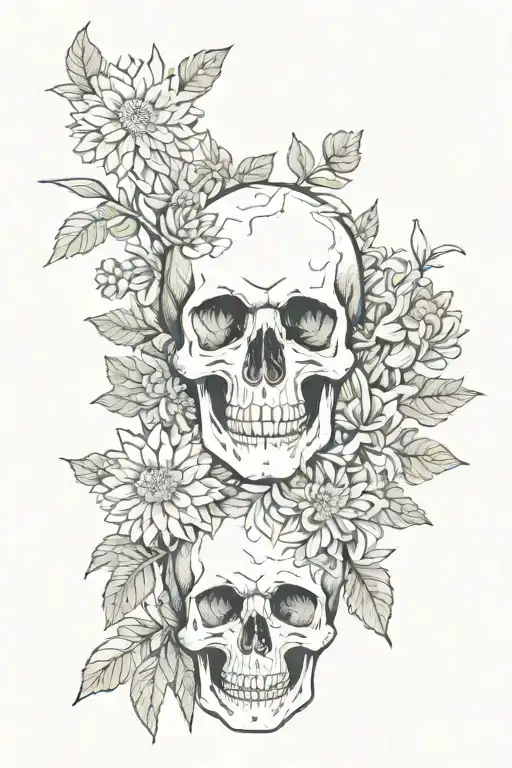 Chrysanthemum And Skull Surrounded