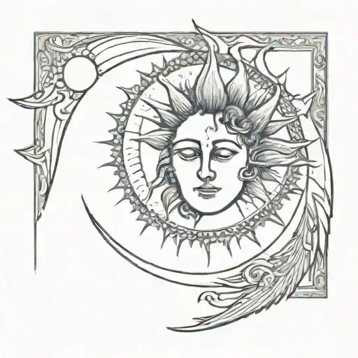 Sun On The Right Shoulder And Moon On The Left Shoulder