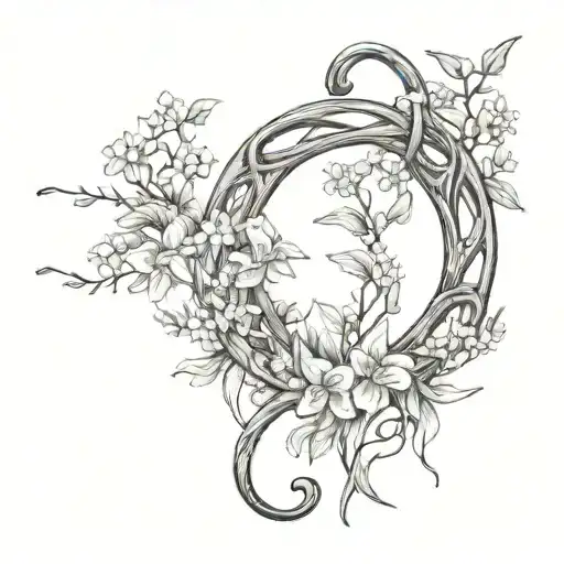 Horse Shoe And Wild Flowers Intertwined