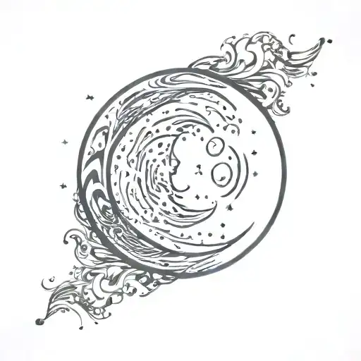 Crescent Moon Inside Of A Circle