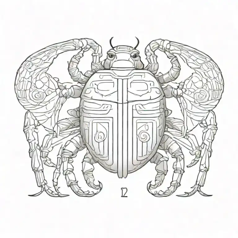 Scarab Beetle With Toa Initials Intertwined