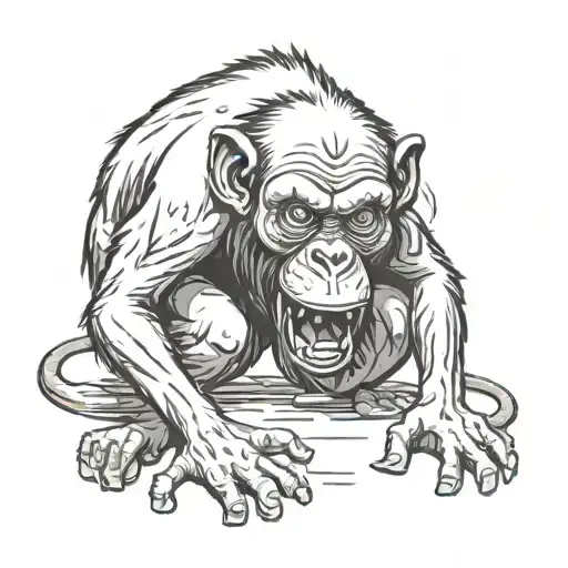 A Rabid Monkey In Drool And Blood