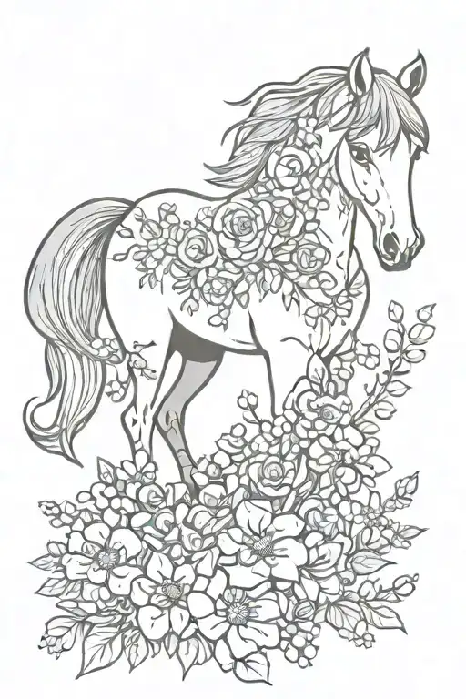 Simple Horse With Flowers