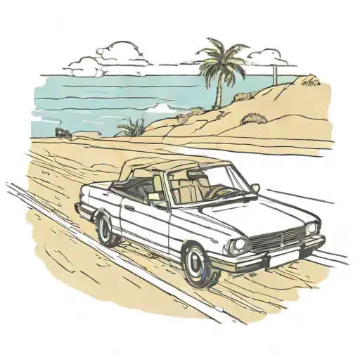 Sun Beach Cabrio Drives On A Highway