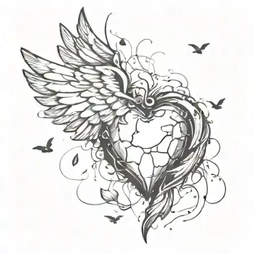 Flying Broken Heart Wings