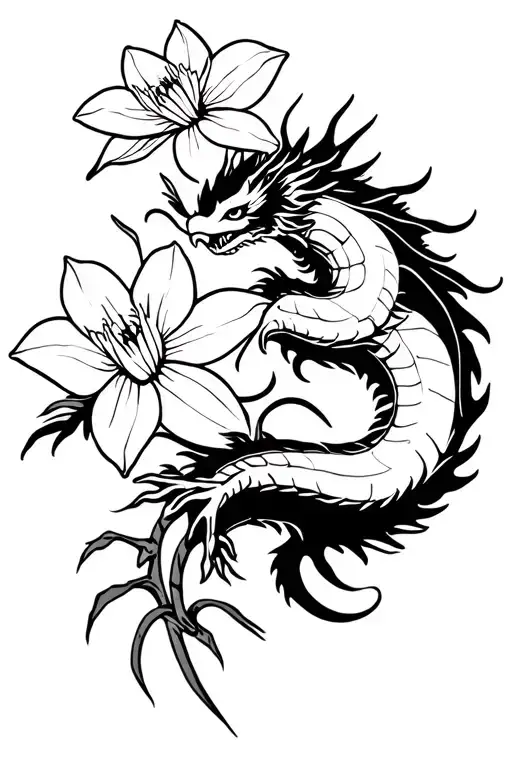 Dragon And Narcissus Flower