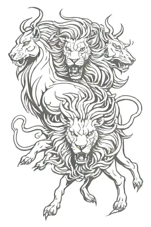 Bull Lion And Phoenix Emerging
