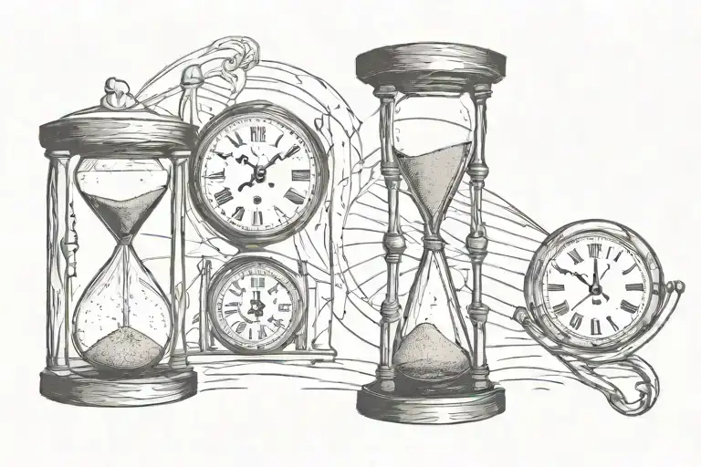 Hourglass With Clock Hands Pointing