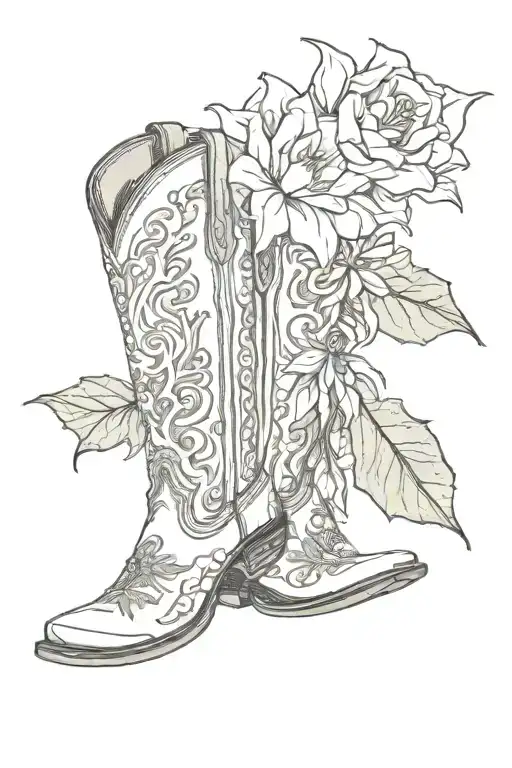 Cowboy Boots With A Datura