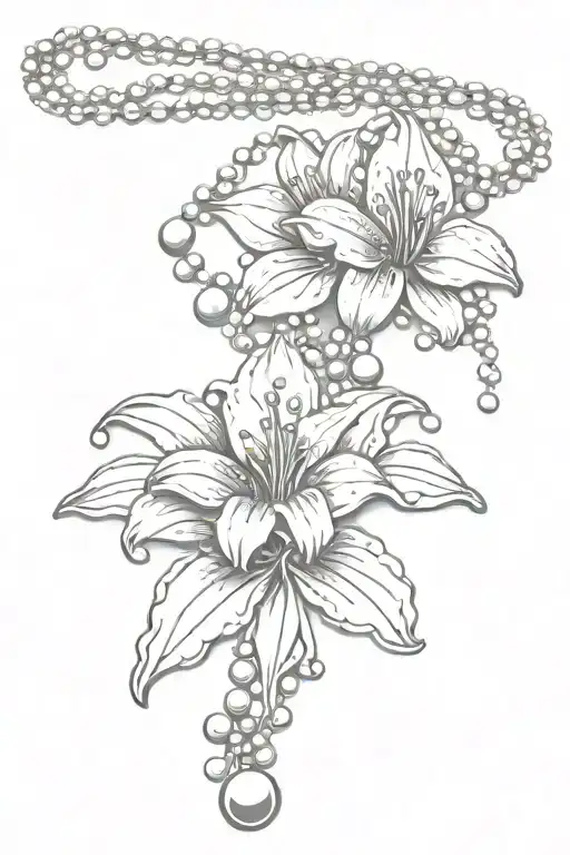 Lilly Flower And Bead Chain Representing Strength