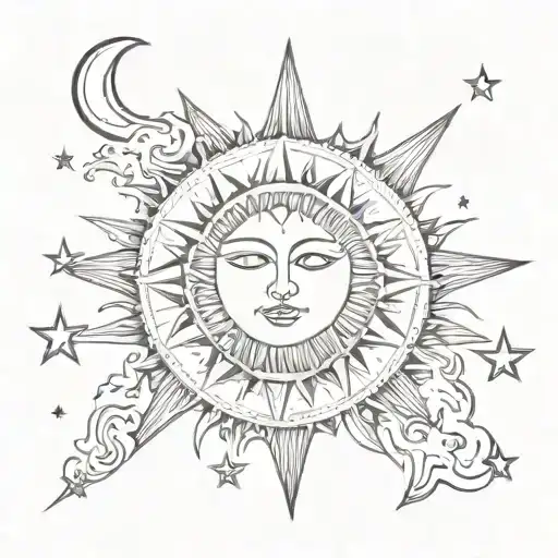 Sun Moon And Stars Shining