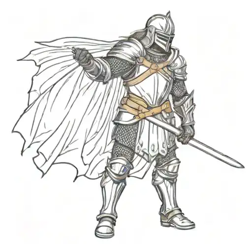 Dark Fantasy Medieval Knight Standing With A Sword In His Hands Pointing Down