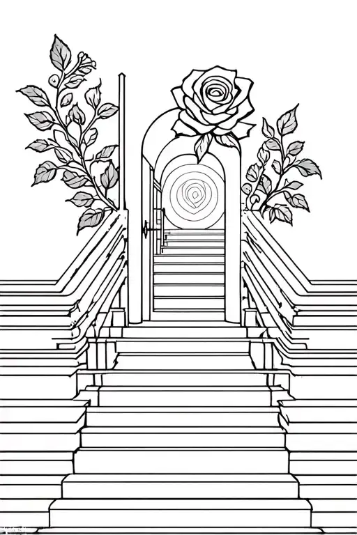 Stairway To Heaven Gates With Rose