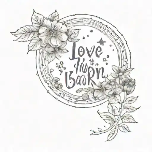 Fineline Moon With Flowers And Quote Saying Love You To The Moon And Back