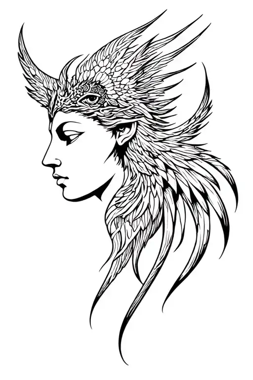 Ishtar Goddess And Phoenix Face