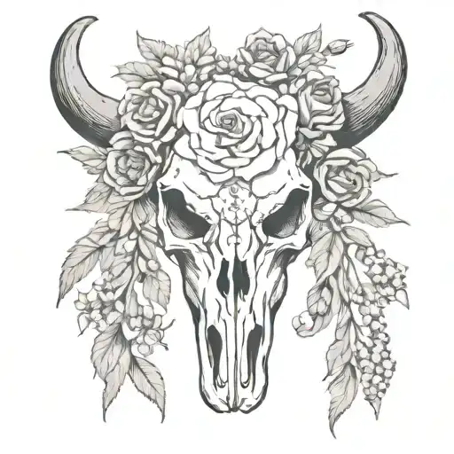 Bull Skull Flowers