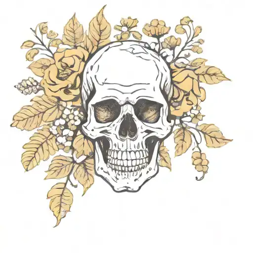 Skull Surrounded By Flowers