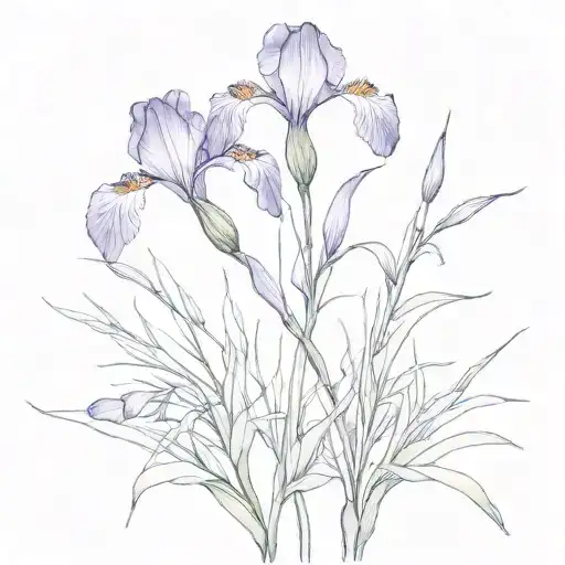 Single Simple Wild Iris With Stem