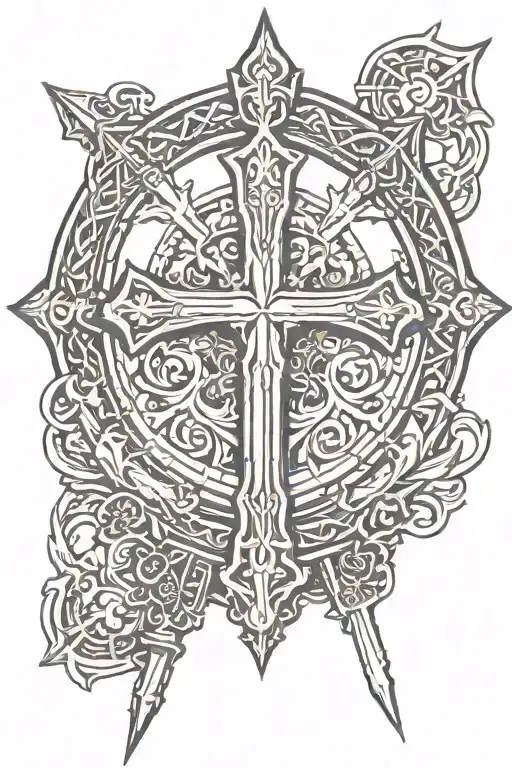 Spiritual War Sword Shield Cross Royalty