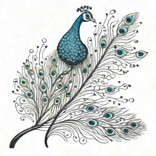 Oxytocin Molecule And Tail Of A Peacock Feather Black