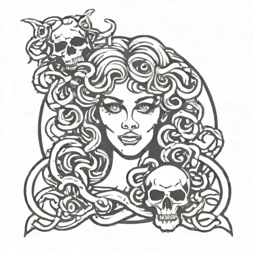 Gothic Medusa Holding Skull