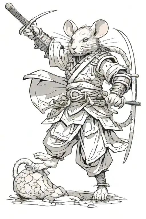 Rat Samurai Warrior Victory Pose On Top