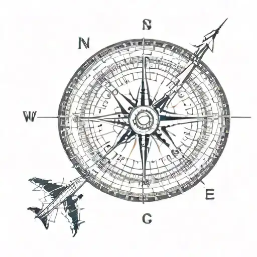 A Compass With A Plane At The End