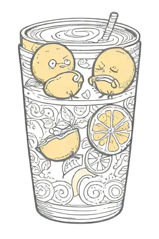 Two Lemons With Confused And Awkward Face Sipping Coffee
