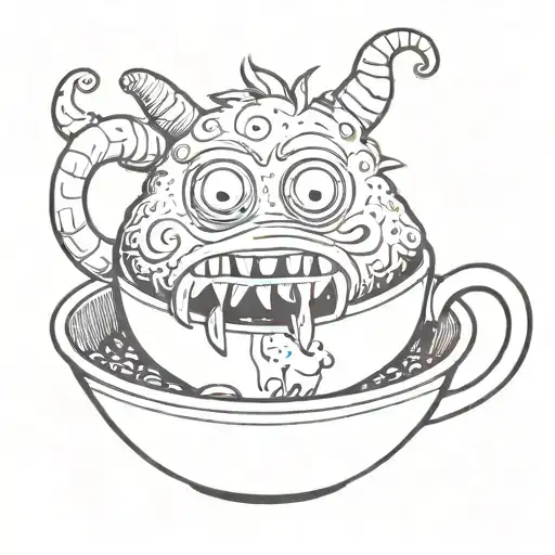 Weird Monster In A Coffee Cup
