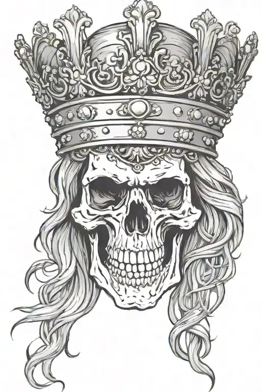 Long Haired Skull With A Crown