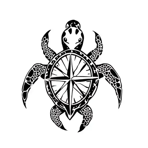 Turtle With Navigation Compass