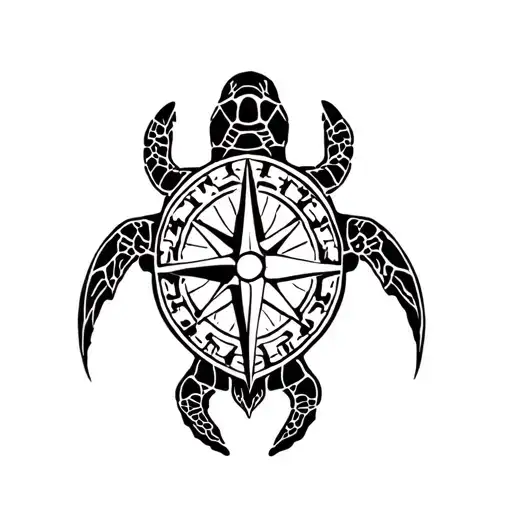 Turtle De Terwith Navigation Compass Rose Intertwined