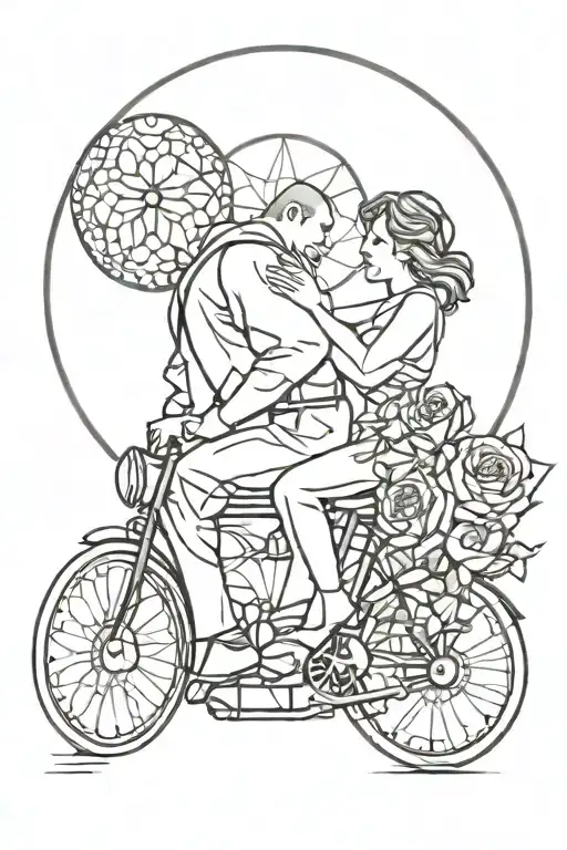 Woman Riding Man For Love Backward A Cathedral Rose Window