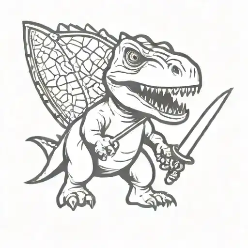 Cute Dinosaur Holding Knife