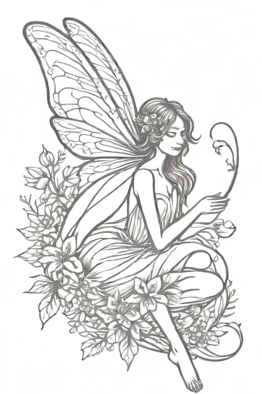 Simple Whimsical Style Tattoo Featuring A Fairy Resembling Growth And Self Love