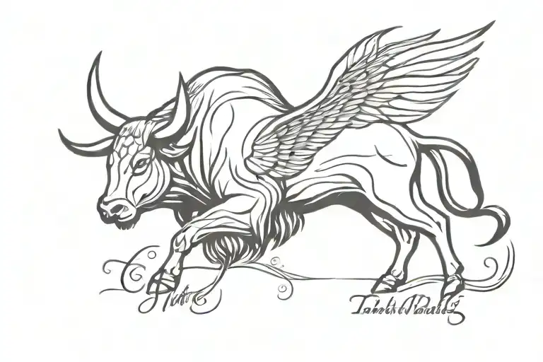 Taurus Bull With Wings Spread And The Name Kristal